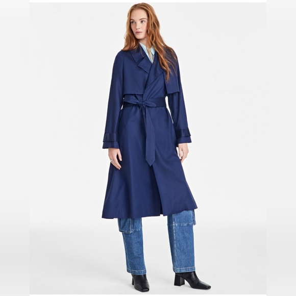 ON 34TH WOMEN'S BELTED STORM FLAP TRENCH COAT SIZE LARGE NWT - Picture 1 of 6
